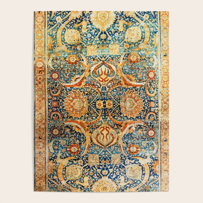 Antique Persian Animal Rug Print Poster Gallery Image 4