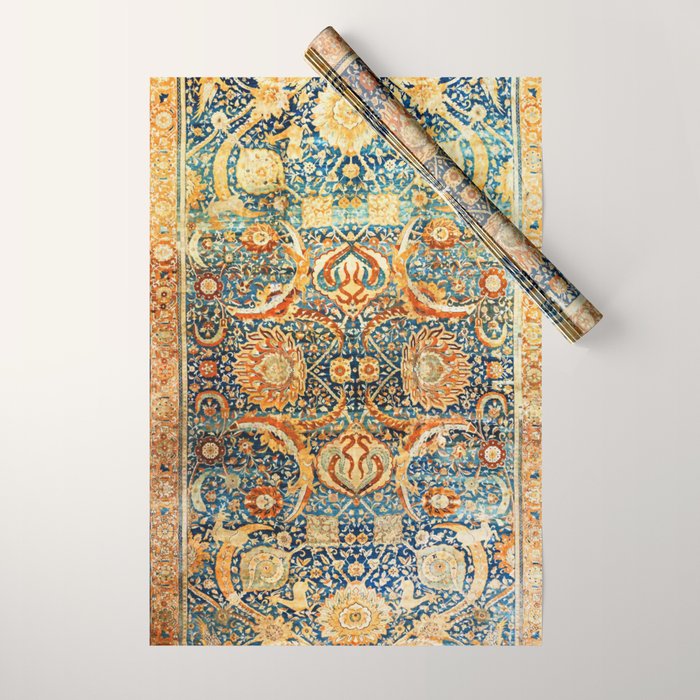 Antique Persian Animal Rug Print Wrapping Paper Gallery Image 1
