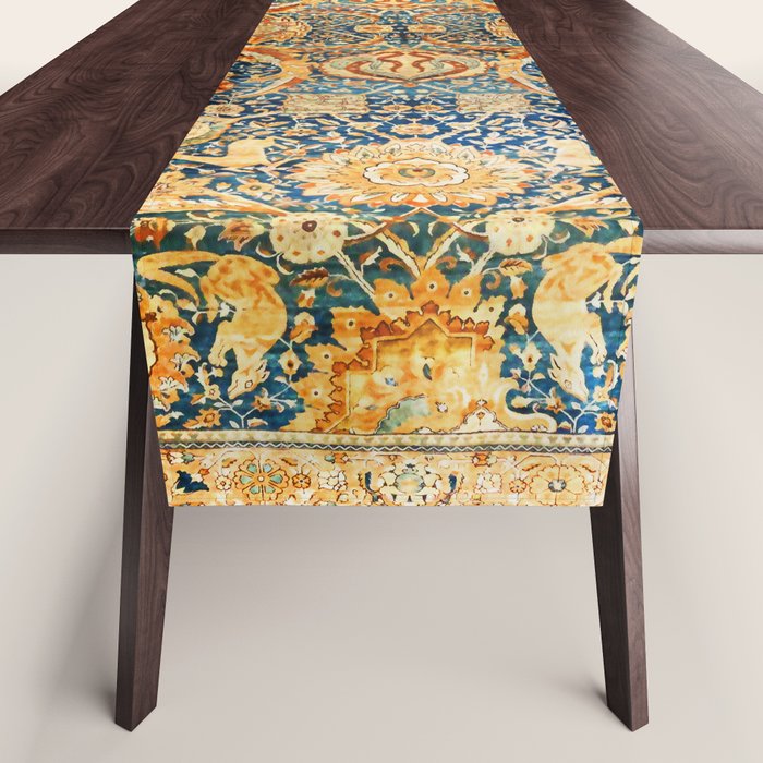 Antique Persian Animal Rug Print Table Runner Gallery Image 1