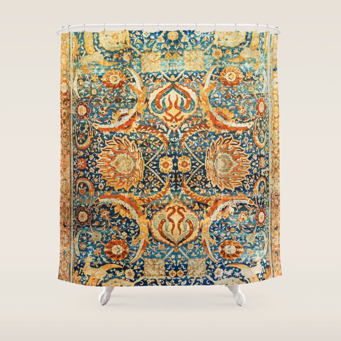 Antique Persian Animal Rug Print Shower Curtain Gallery Image 1
