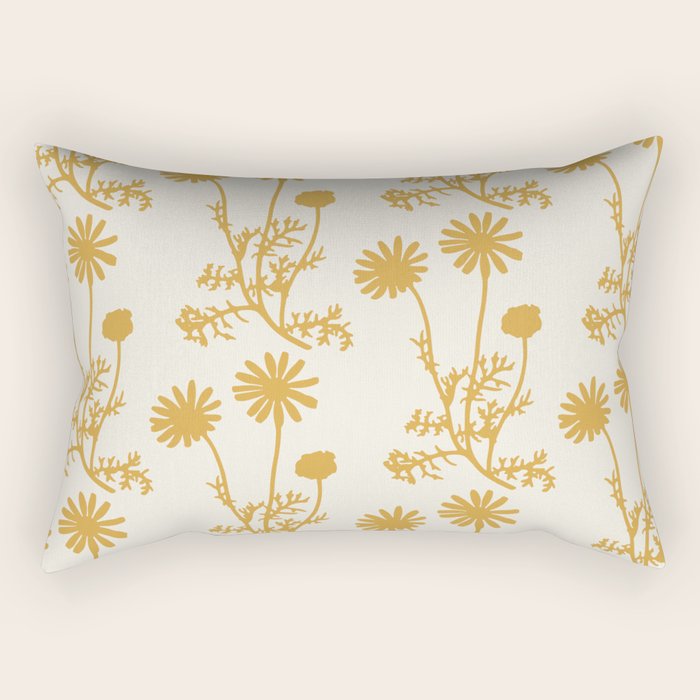 Wild Daisies Mustard Floral Botanical Pattern Rectangular Pillow Gallery Image 1