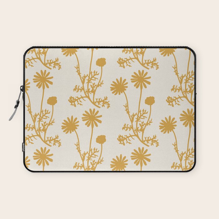Wild Daisies Mustard Floral Botanical Pattern Laptop Sleeve Gallery Image 1