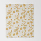 Wild Daisies Mustard Floral Botanical Pattern Throw Blanket Gallery Image 2