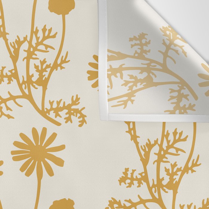 Wild Daisies Mustard Floral Botanical Pattern Wall Tapestry Gallery Image 3