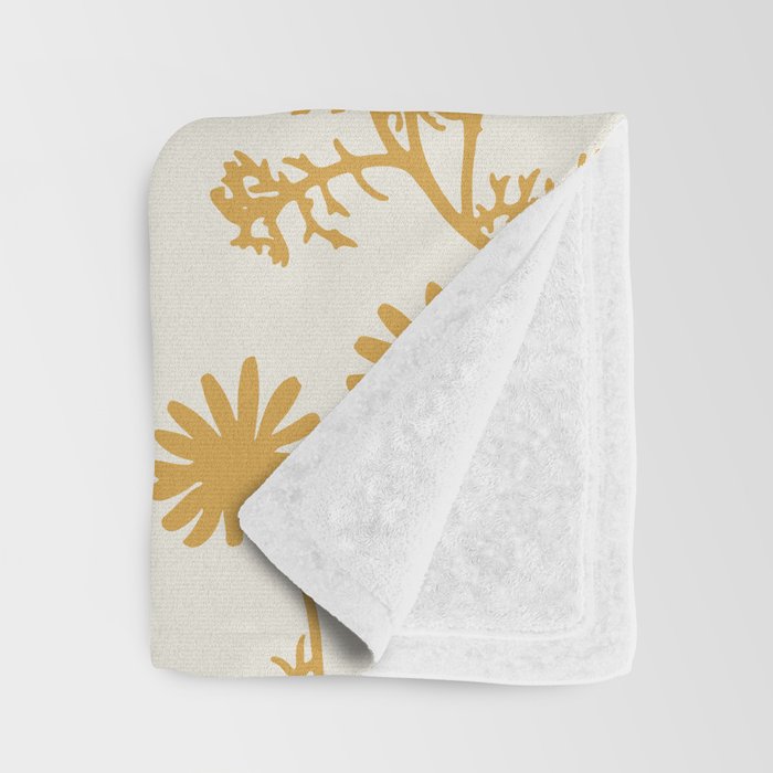 Wild Daisies Mustard Floral Botanical Pattern Throw Blanket Gallery Image 3