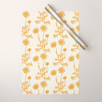 Wild Daisies Mustard Floral Botanical Pattern Wrapping Paper Gallery Image 1