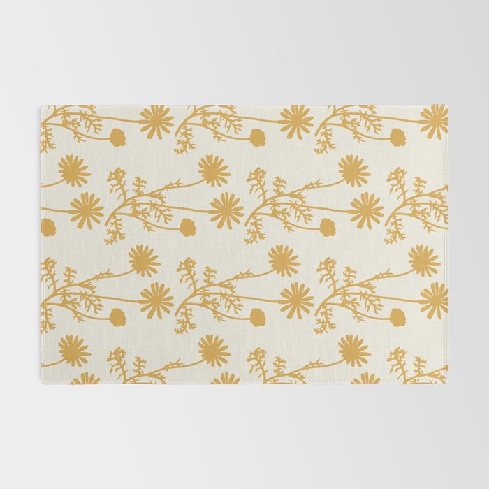 Wild Daisies Mustard Floral Botanical Pattern Rug Gallery Image 2