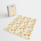 Wild Daisies Mustard Floral Botanical Pattern Jigsaw Puzzle Gallery Image 2