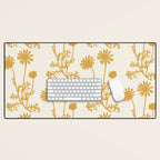 Wild Daisies Mustard Floral Botanical Pattern Desk Mat Gallery Image 1