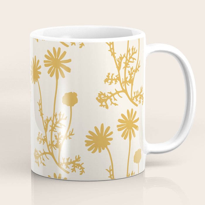 Wild Daisies Mustard Floral Botanical Pattern Coffee Mug Gallery Image 1