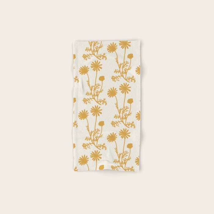 Wild Daisies Mustard Floral Botanical Pattern Bath Towel Gallery Image 1