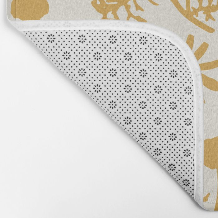 Wild Daisies Mustard Floral Botanical Pattern Bath Mat Gallery Image 2