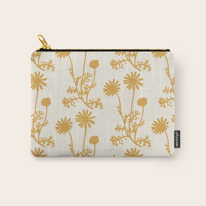 Wild Daisies Mustard Floral Botanical Pattern Carry All Pouch Gallery Image 1