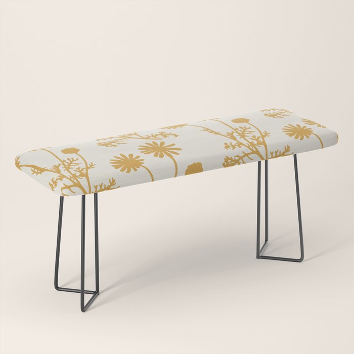 Wild Daisies Mustard Floral Botanical Pattern Bench Gallery Image 1