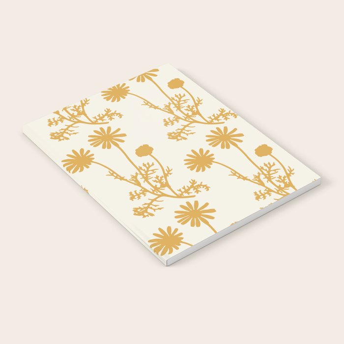 Wild Daisies Mustard Floral Botanical Pattern Notebook Gallery Image 2