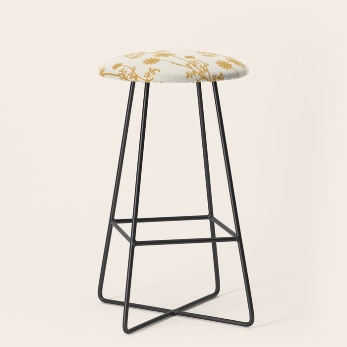 Wild Daisies Mustard Floral Botanical Pattern Stool Gallery Image 1