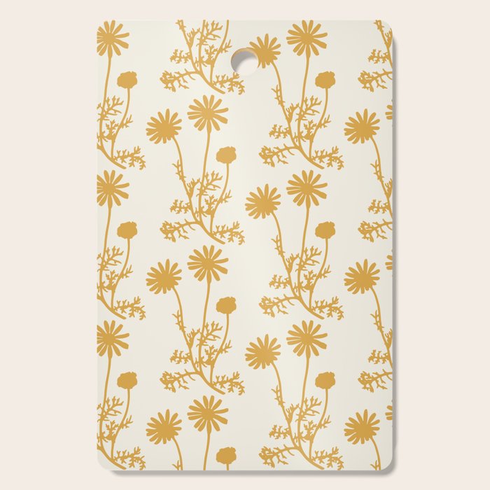 Wild Daisies Mustard Floral Botanical Pattern Cutting Board Gallery Image 1
