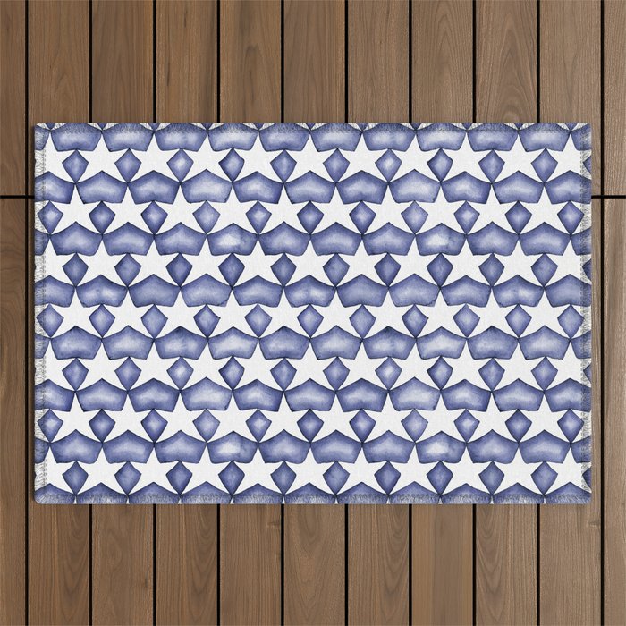 Dark Indigo Stars Outdoor Rug Gallery Image 1