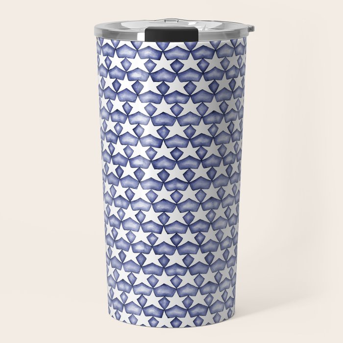Dark Indigo Stars Travel Mug Gallery Image 1