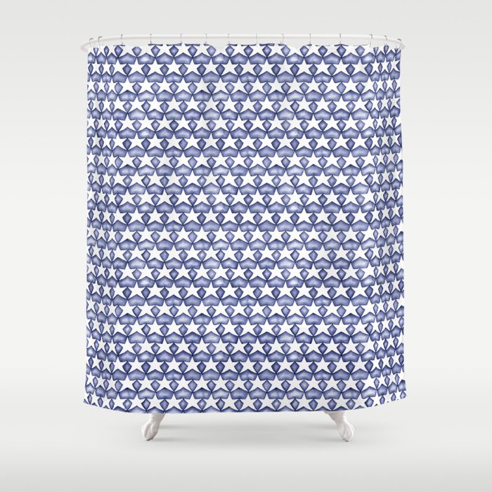 Dark Indigo Stars Shower Curtain Gallery Image 1