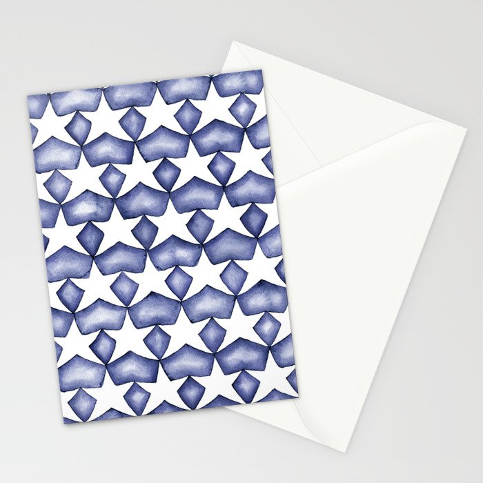Dark Indigo Stars Stationery Card Gallery Image 2