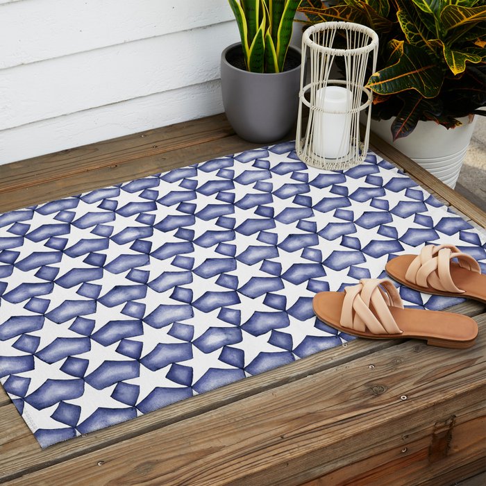 Dark Indigo Stars Outdoor Rug Gallery Image 2