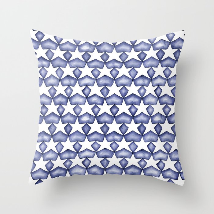 Dark Indigo Stars Throw Pillow Gallery Image 6