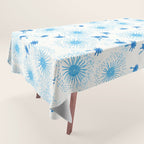Make A Wish Dandelion Pattern in Sky Blue & Off White Tablecloth Gallery Image 1