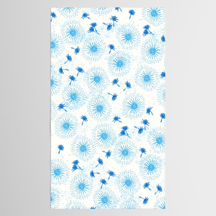 Make A Wish Dandelion Pattern in Sky Blue & Off White Tablecloth Gallery Image 2