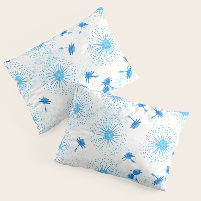 Make A Wish Dandelion Pattern in Sky Blue & Off White Pillow Sham Gallery Image 1