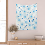 Make A Wish Dandelion Pattern in Sky Blue & Off White Wall Tapestry Gallery Image 2