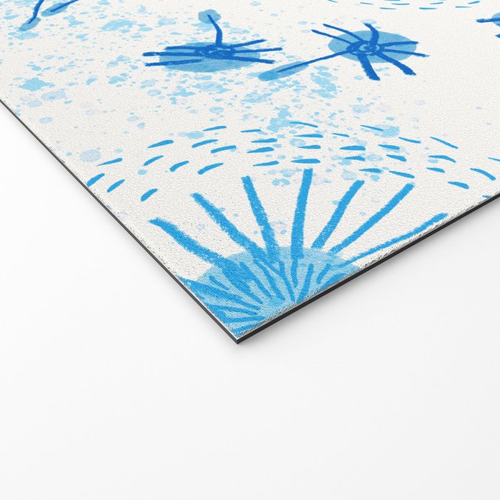 Make A Wish Dandelion Pattern in Sky Blue & Off White Welcome Mat Gallery Image 2