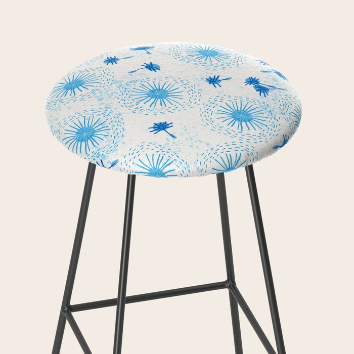 Make A Wish Dandelion Pattern in Sky Blue & Off White Stool Gallery Image 2
