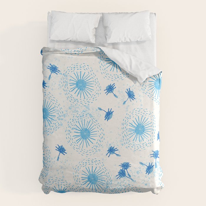 Make A Wish Dandelion Pattern in Sky Blue & Off White Duvet Cover Gallery Image 6