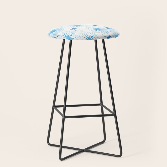 Make A Wish Dandelion Pattern in Sky Blue & Off White Stool Gallery Image 1