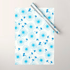 Make A Wish Dandelion Pattern in Sky Blue & Off White Wrapping Paper Gallery Image 1