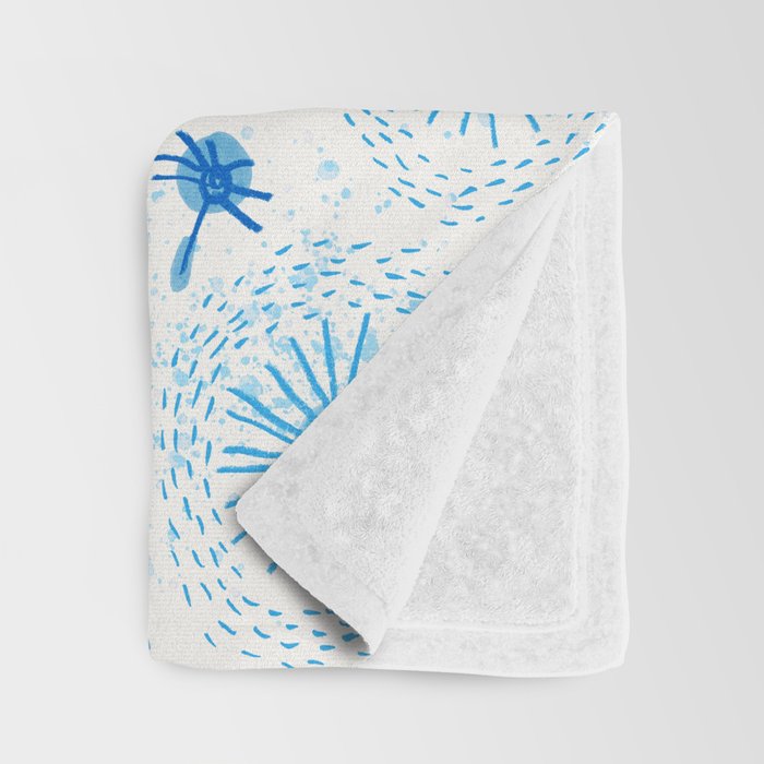 Make A Wish Dandelion Pattern in Sky Blue & Off White Throw Blanket Gallery Image 3