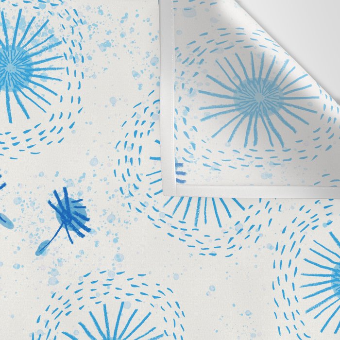 Make A Wish Dandelion Pattern in Sky Blue & Off White Wall Tapestry Gallery Image 3