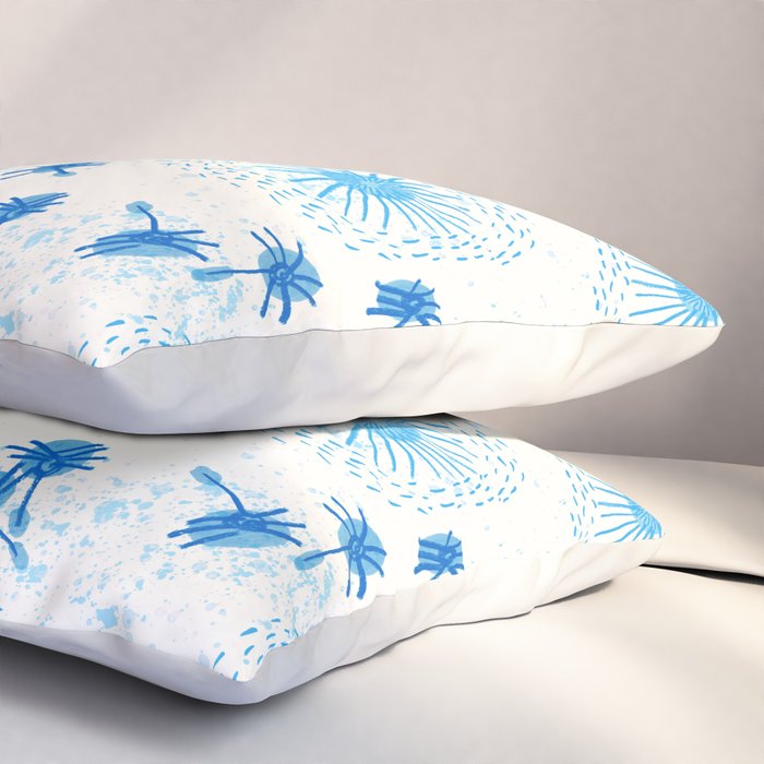 Make A Wish Dandelion Pattern in Sky Blue & Off White Pillow Sham Gallery Image 3