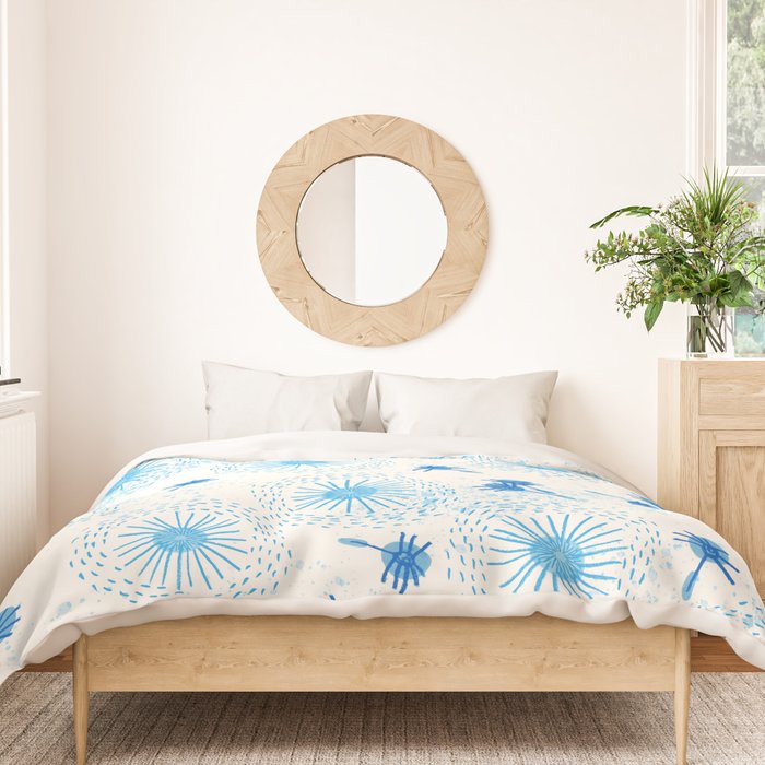 Make A Wish Dandelion Pattern in Sky Blue & Off White Duvet Cover Gallery Image 3