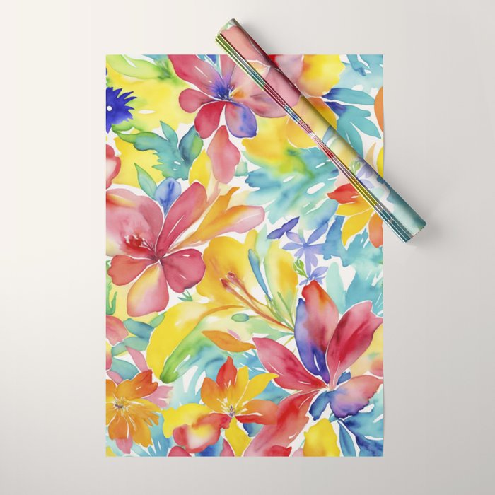 Fragments Of Botanical Memory Whimsical Watercolor Flower Meadow Wrapping Paper Gallery Image 1