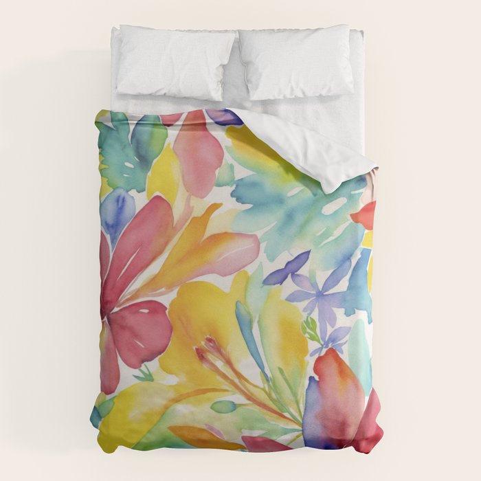 Fragments Of Botanical Memory Whimsical Watercolor Flower Meadow Duvet Cover Gallery Image 6