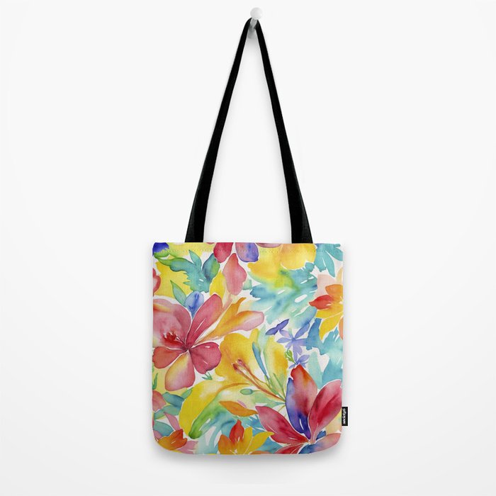 Fragments Of Botanical Memory Whimsical Watercolor Flower Meadow Tote Bag Gallery Image 2