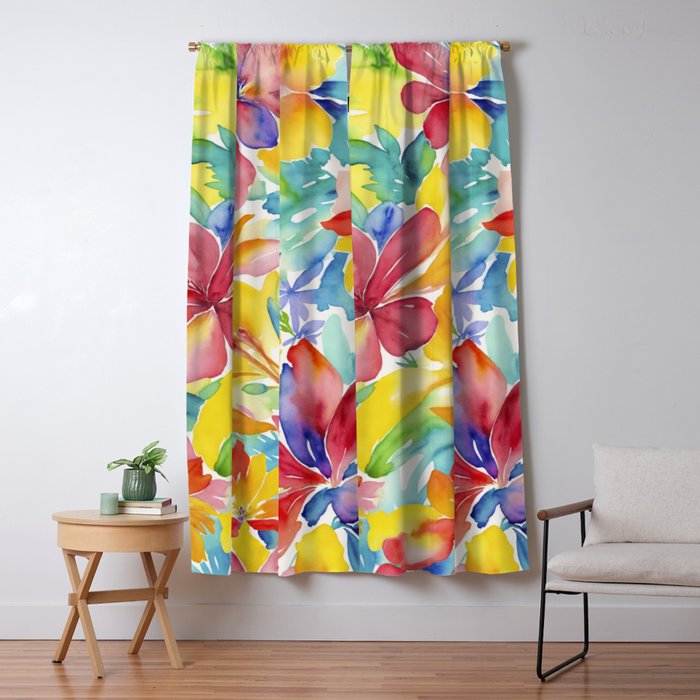 Fragments Of Botanical Memory Whimsical Watercolor Flower Meadow Window Curtain Gallery Image 5