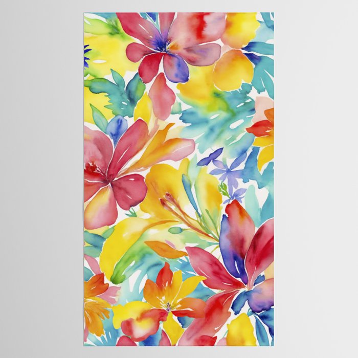 Fragments Of Botanical Memory Whimsical Watercolor Flower Meadow Tablecloth Gallery Image 2