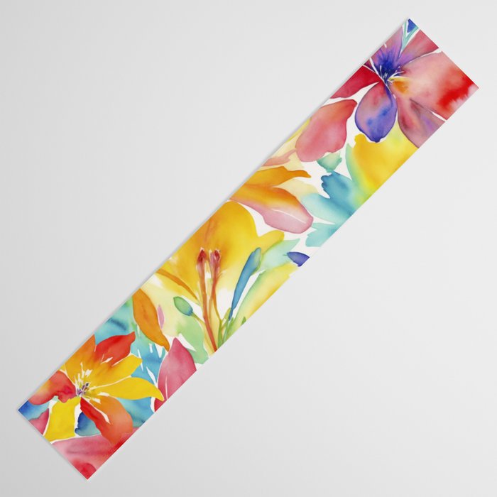 Fragments Of Botanical Memory Whimsical Watercolor Flower Meadow Table Runner Gallery Image 3