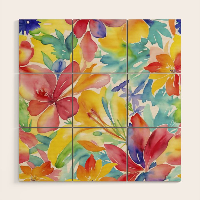 Fragments Of Botanical Memory Whimsical Watercolor Flower Meadow Wood Wall Art Gallery Image 1