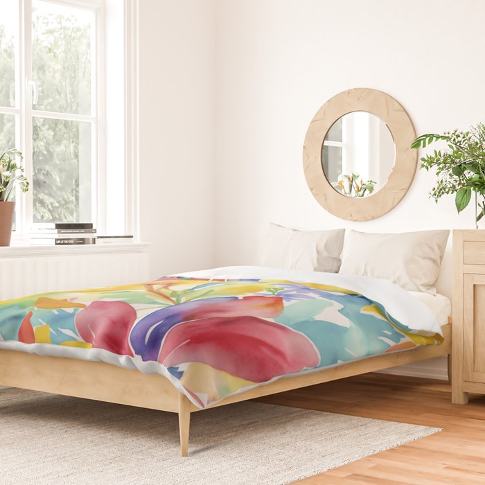 Fragments Of Botanical Memory Whimsical Watercolor Flower Meadow Duvet Cover Gallery Image 2