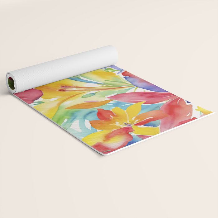 Fragments Of Botanical Memory Whimsical Watercolor Flower Meadow Yoga Mat Gallery Image 2