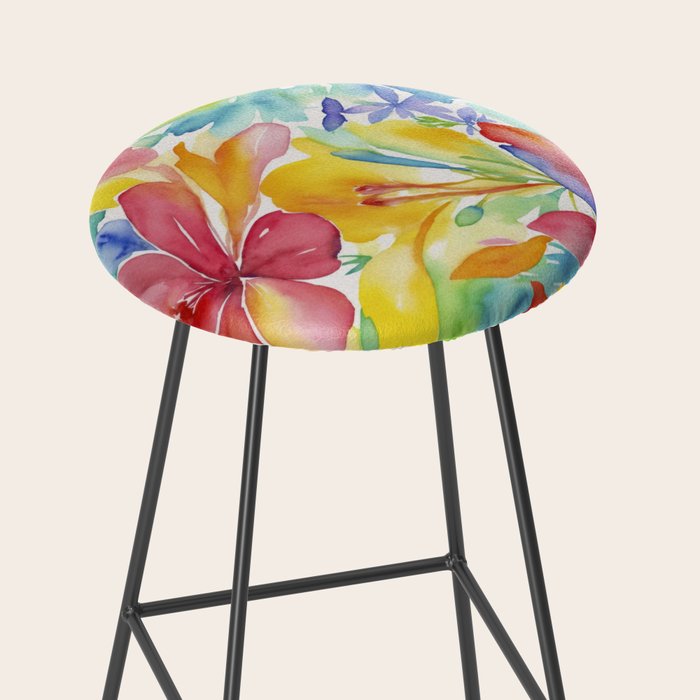 Fragments Of Botanical Memory Whimsical Watercolor Flower Meadow Stool Gallery Image 2